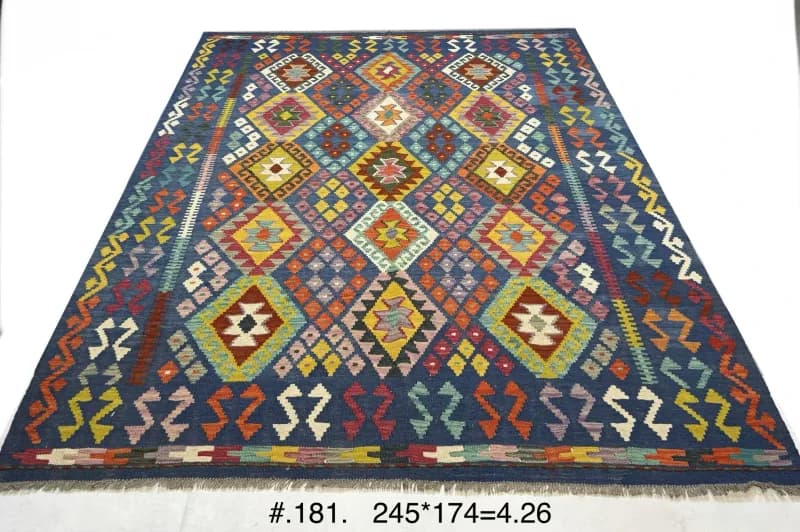 Handwoven Afghan Kilim — Jewel Diamond Pattern