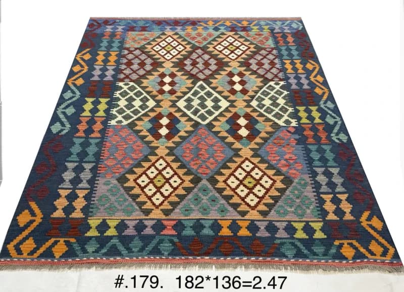 Afghan Tribal Kilim in Multi-Colour Diamonds