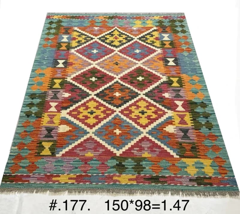 Handwoven Afghan Diamond Kilim - Multicolour