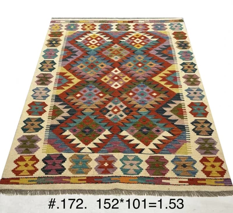 Afghan Tribal Kilim in Multicolour