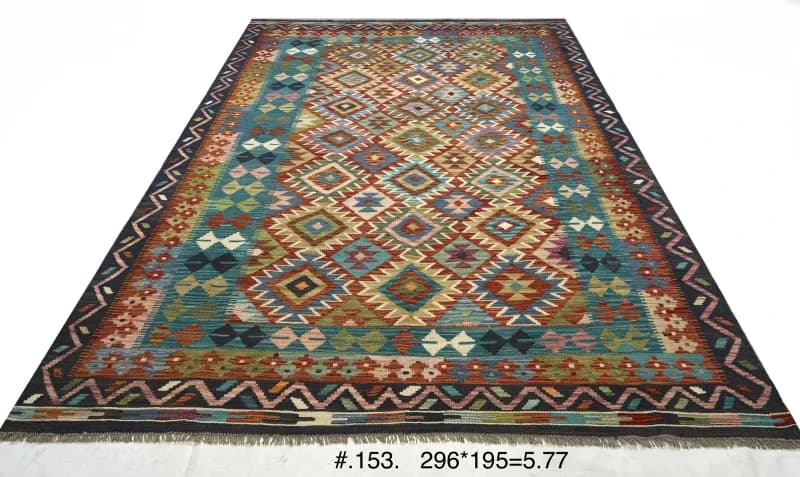 Handwoven Afghan Kilim — Multi-colour Diamond Field