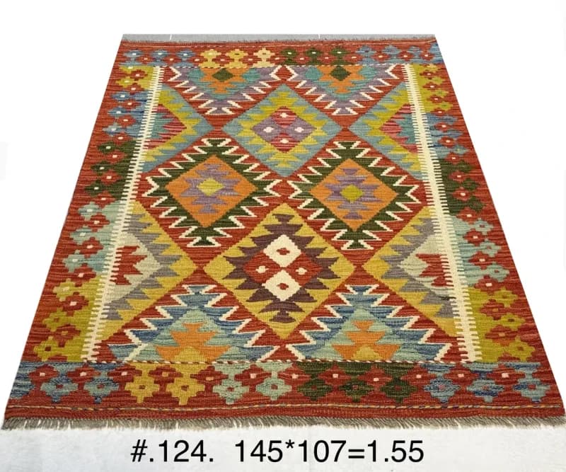 Handwoven Afghan Kilim in Warm Tribal Colours