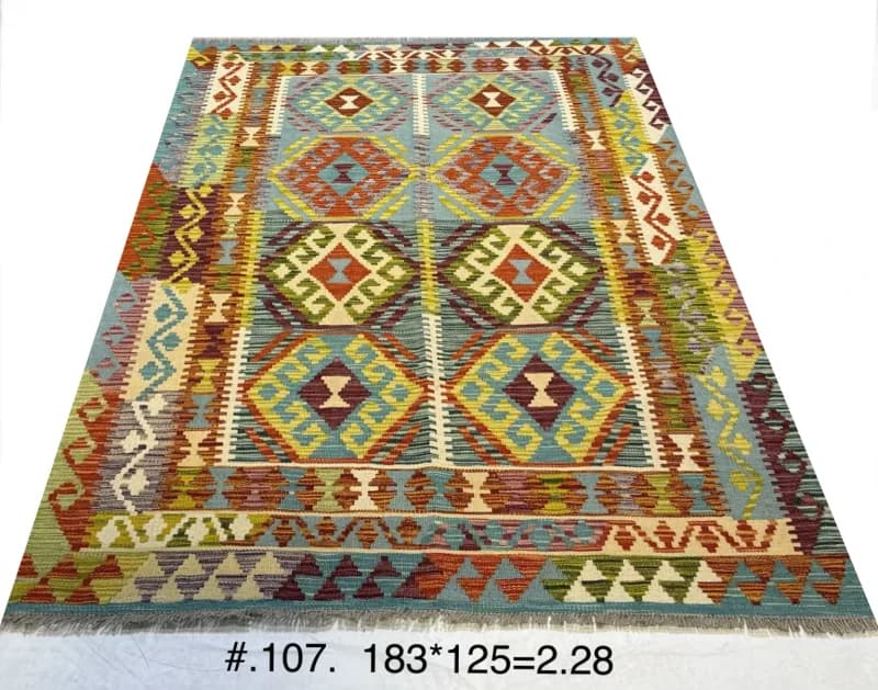 Handmade Afghan Tribal Kilim - Multi-colour Geometric