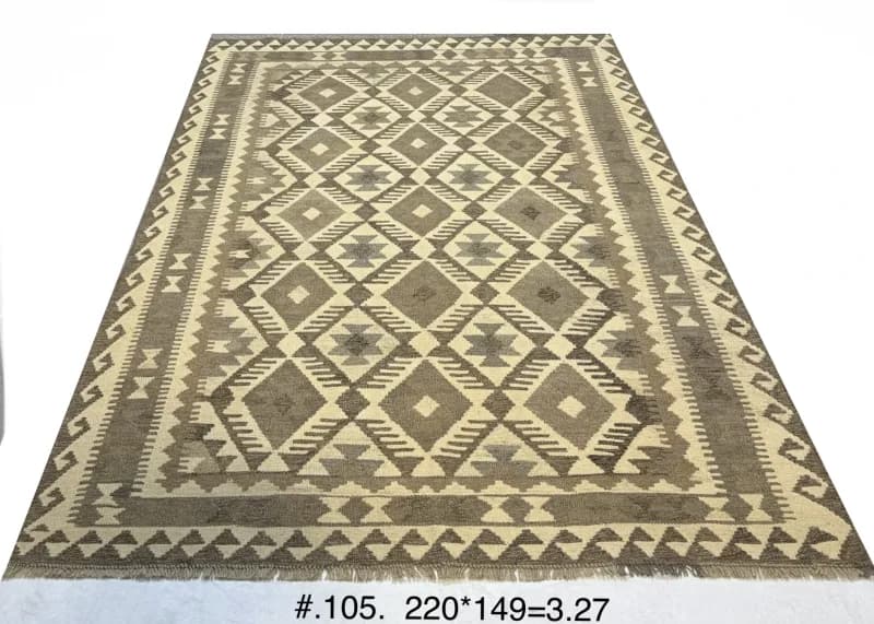 Neutral Diamond Kilim in Natural Tones