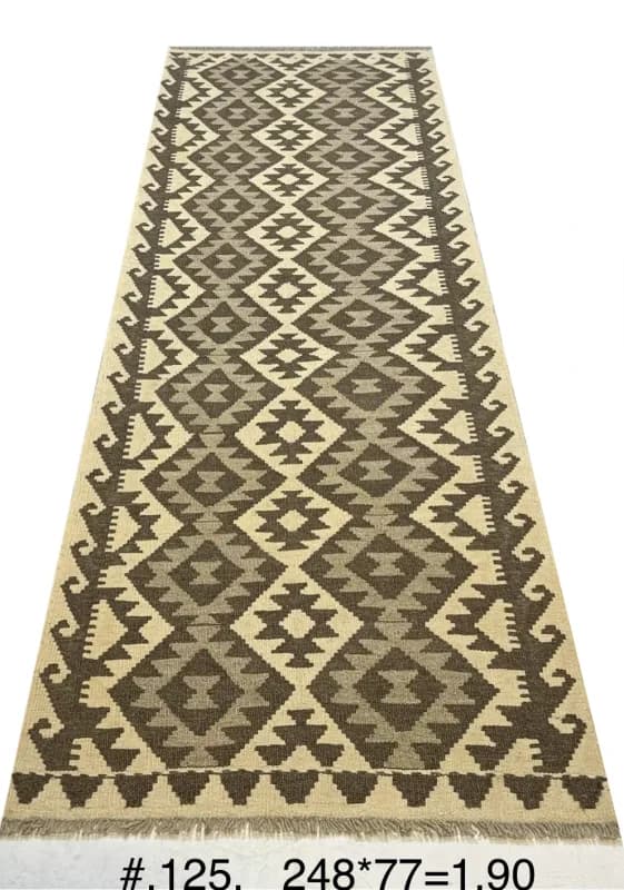 Tribal Kilim Runner in Natural Beige & Brown