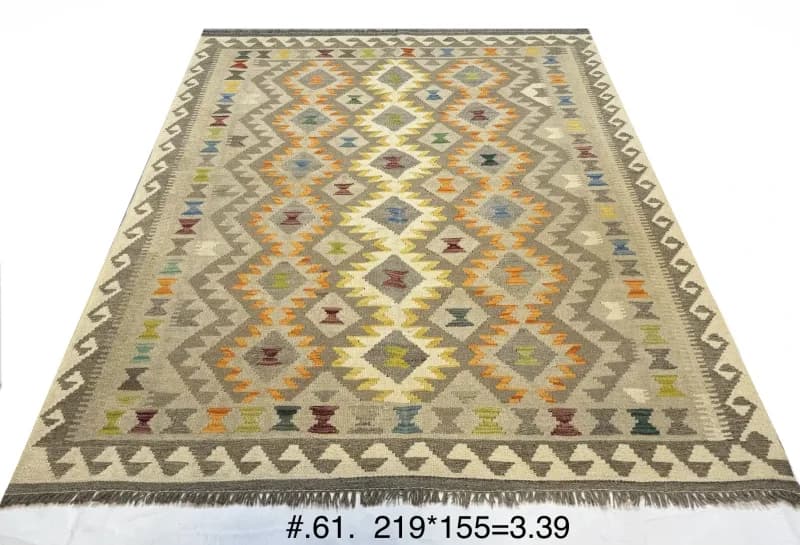Afghan Flat-Woven Kilim — Diamond Tribal Design