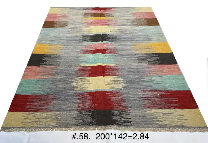 Handwoven Afghan Kilim in Muted Multicolour