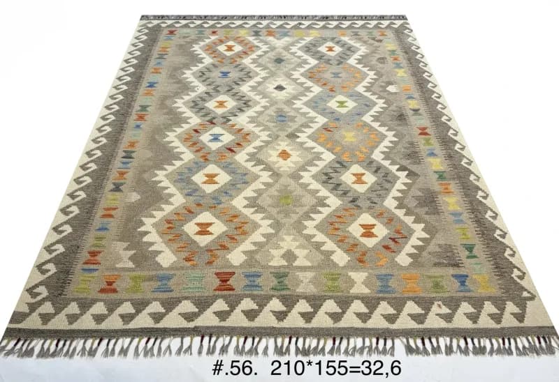 Neutral Diamond Tribal Kilim