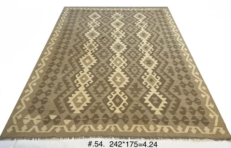 Flat-woven Tribal Kilim in Natural Beige