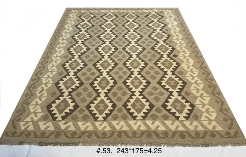 Handwoven Afghan Flatweave Kilim in Natural Neutrals