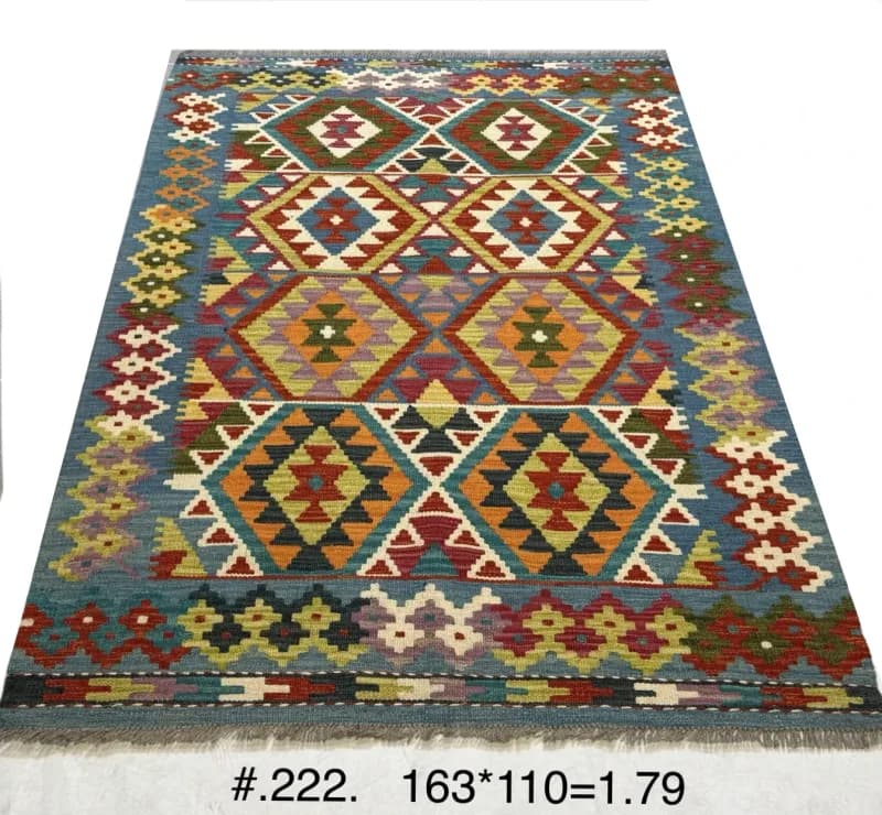 Handmade Afghan Kilim with Multicolour Geometric Medallions