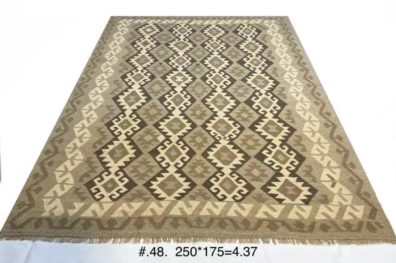 Neutral Tribal Kilim – Handwoven Afghan Flatweave
