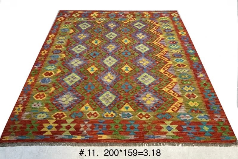 Handwoven Afghan Kilim in Jewel Tones