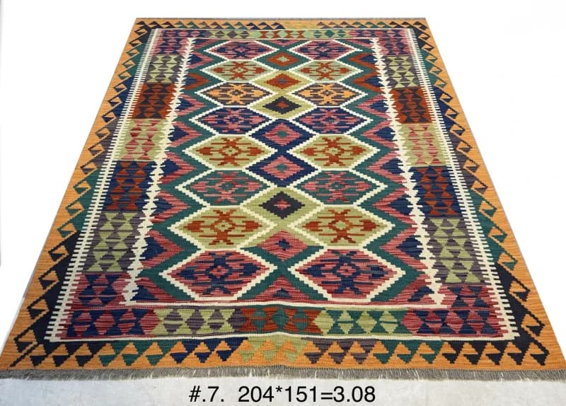 Handwoven Afghan Kilim in Multicolour Diamonds
