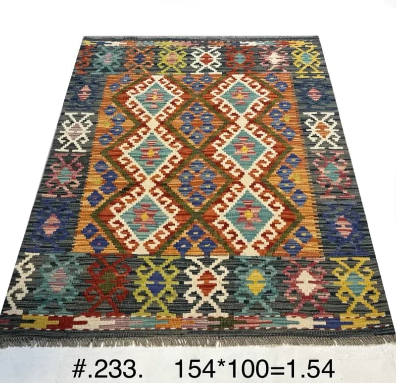 Afghan Diamond Kilim — Multicolour Flat-Weave