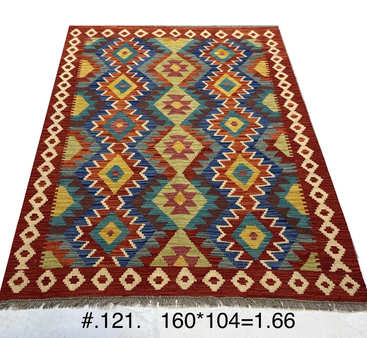 Flatwoven Tribal Kilim in Red & Teal