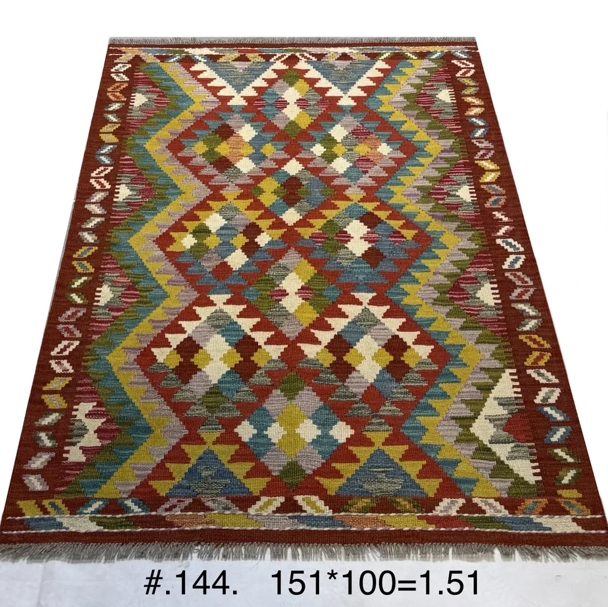 Afghan Diamond Kilim in Warm Multi‑Colours