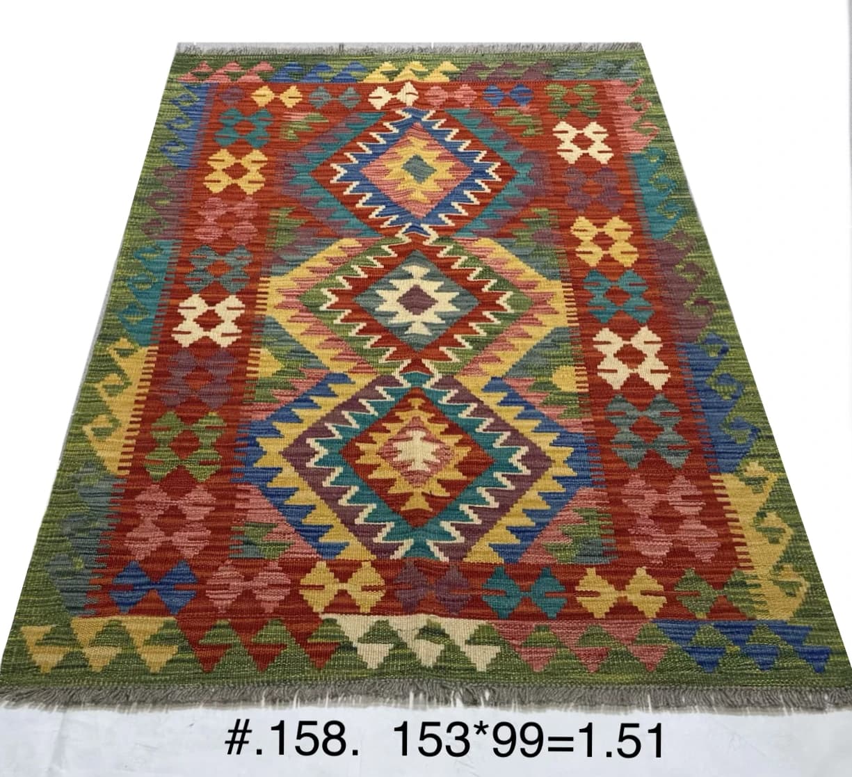 Afghan Flatwoven Kilim with Diamond Medallions