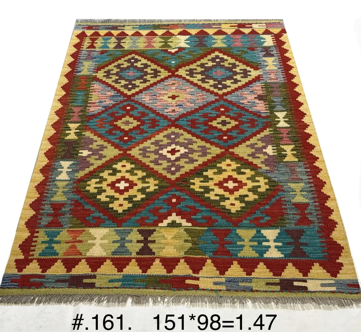 Handwoven Afghan Diamond Kilim in Multi-Colour