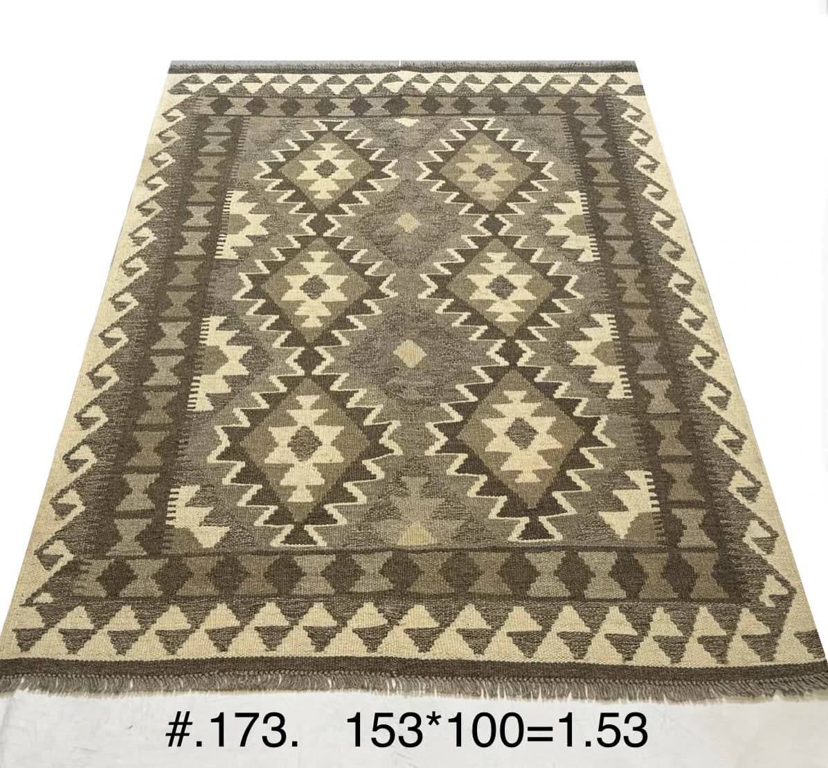 Afghan Diamond Kilim in Natural Browns