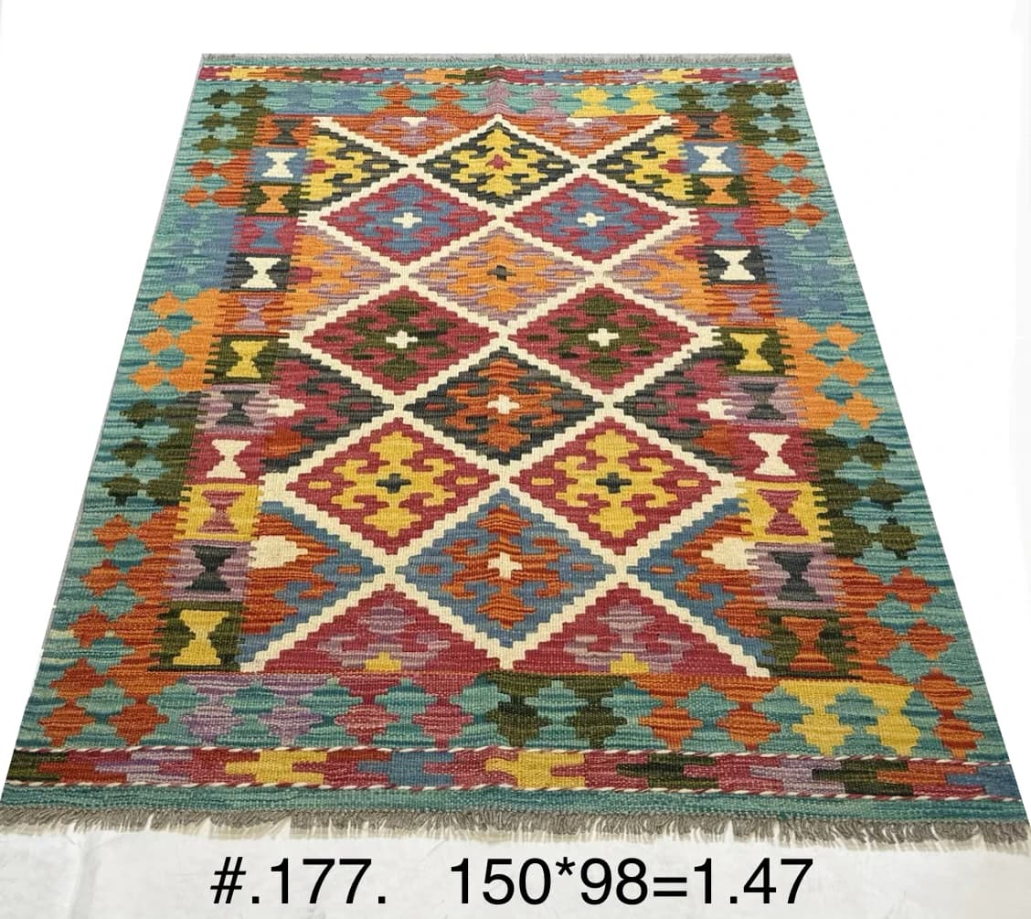 Handwoven Afghan Diamond Kilim - Multicolour