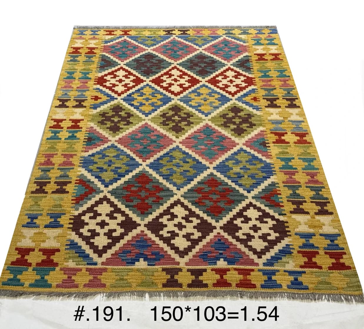 Handwoven Afghan Diamond Kilim in Multicolour