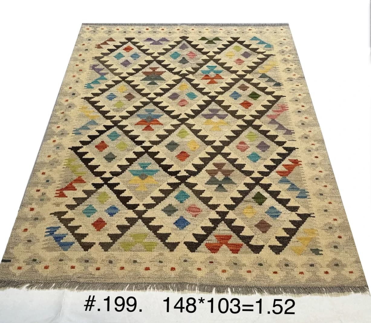 Handwoven Afghan Kilim — Diamond Lattice