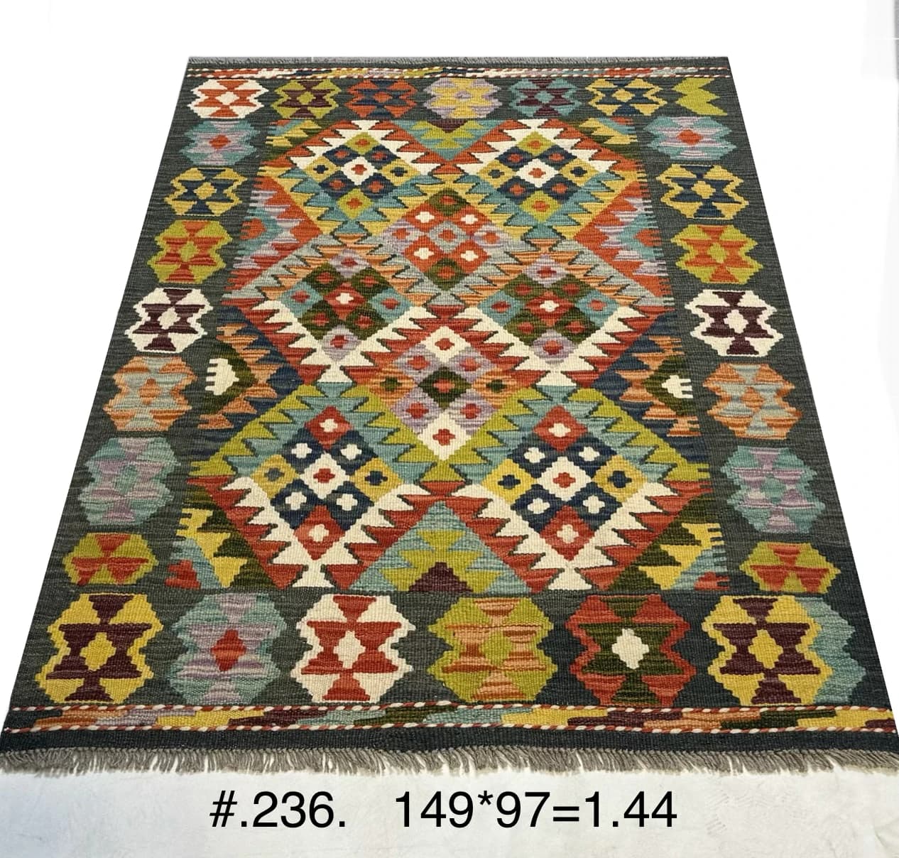 Flatweave Afghan Kilim in Jewel Geometrics