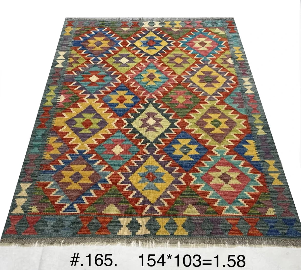 Afghan Tribal Kilim — Multi‑colour Diamond Pattern