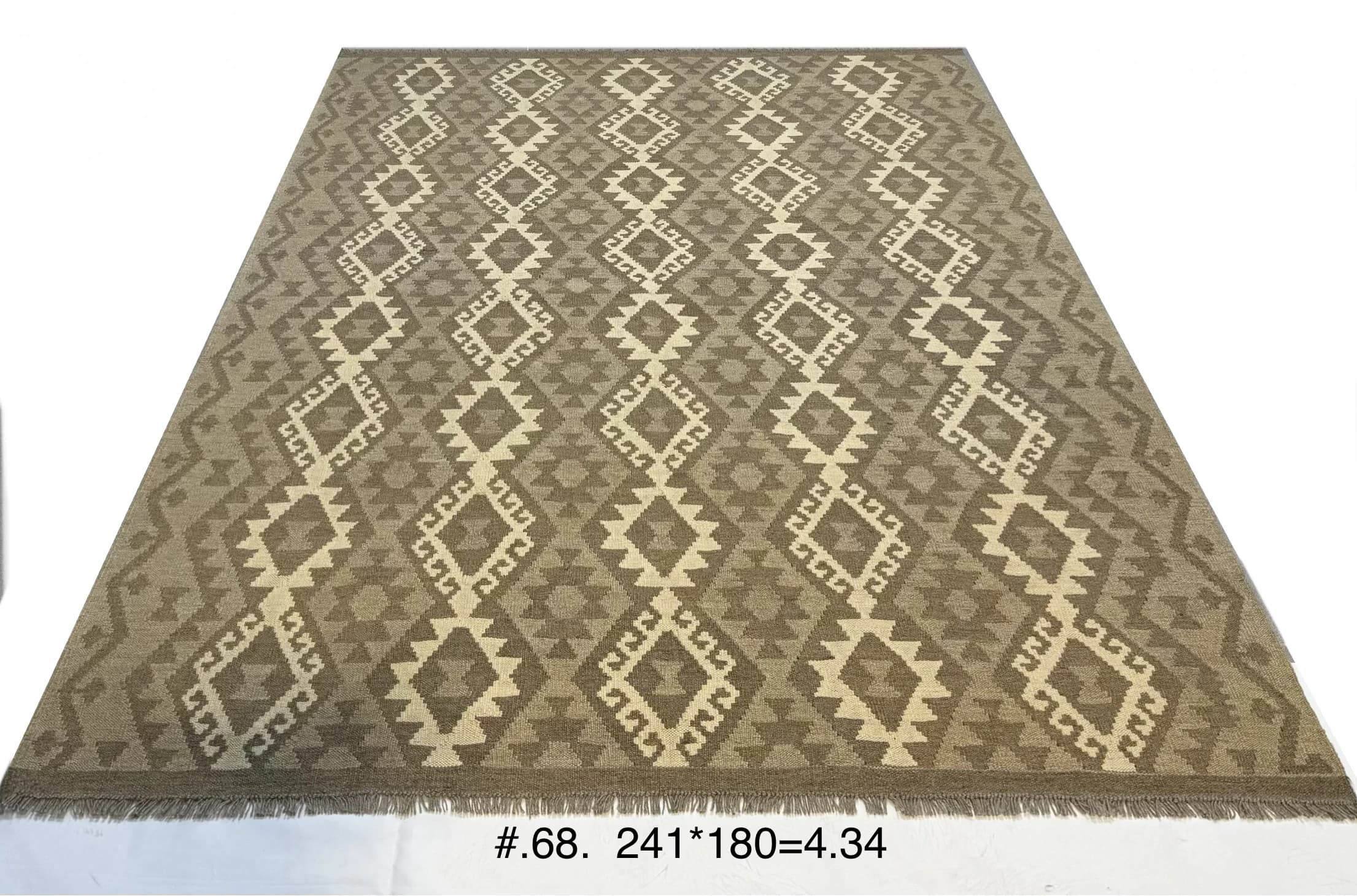 Neutral Diamond-Chain Afghan Kilim