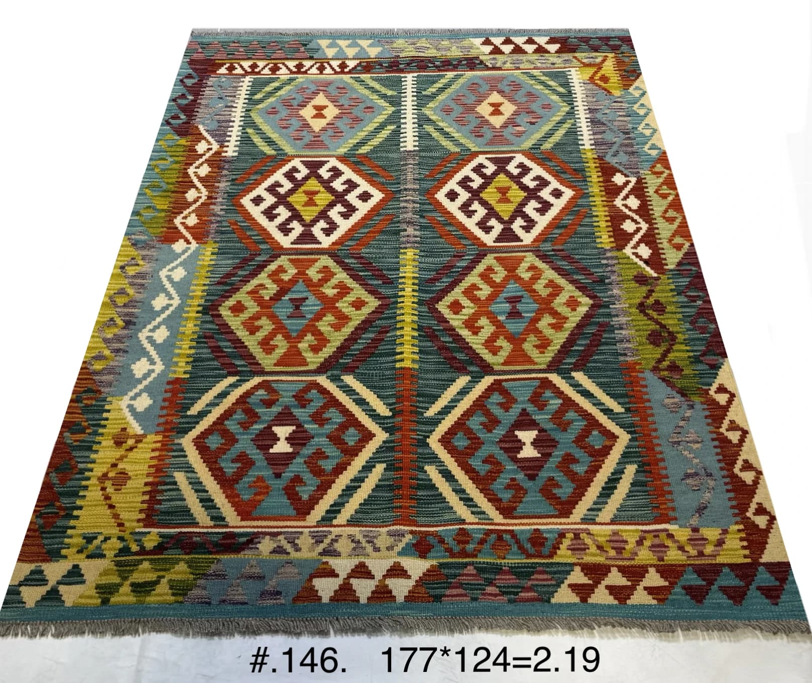Afghan Tribal Kilim — Multicolour Geometric Medallions