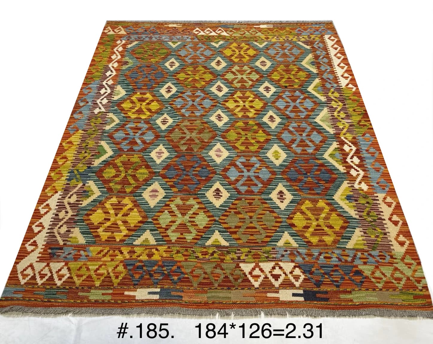 Multicolour Afghan Kilim with Geometric Medallions
