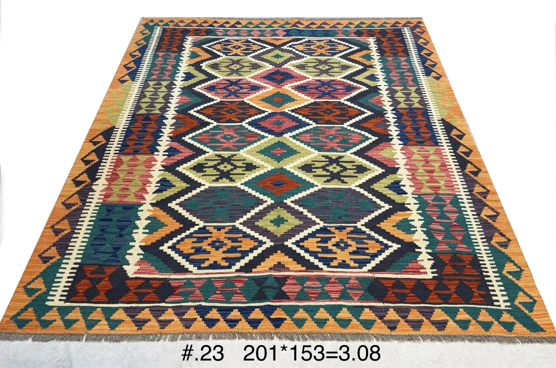 Handwoven Afghan Kilim in Multicolour Geometric