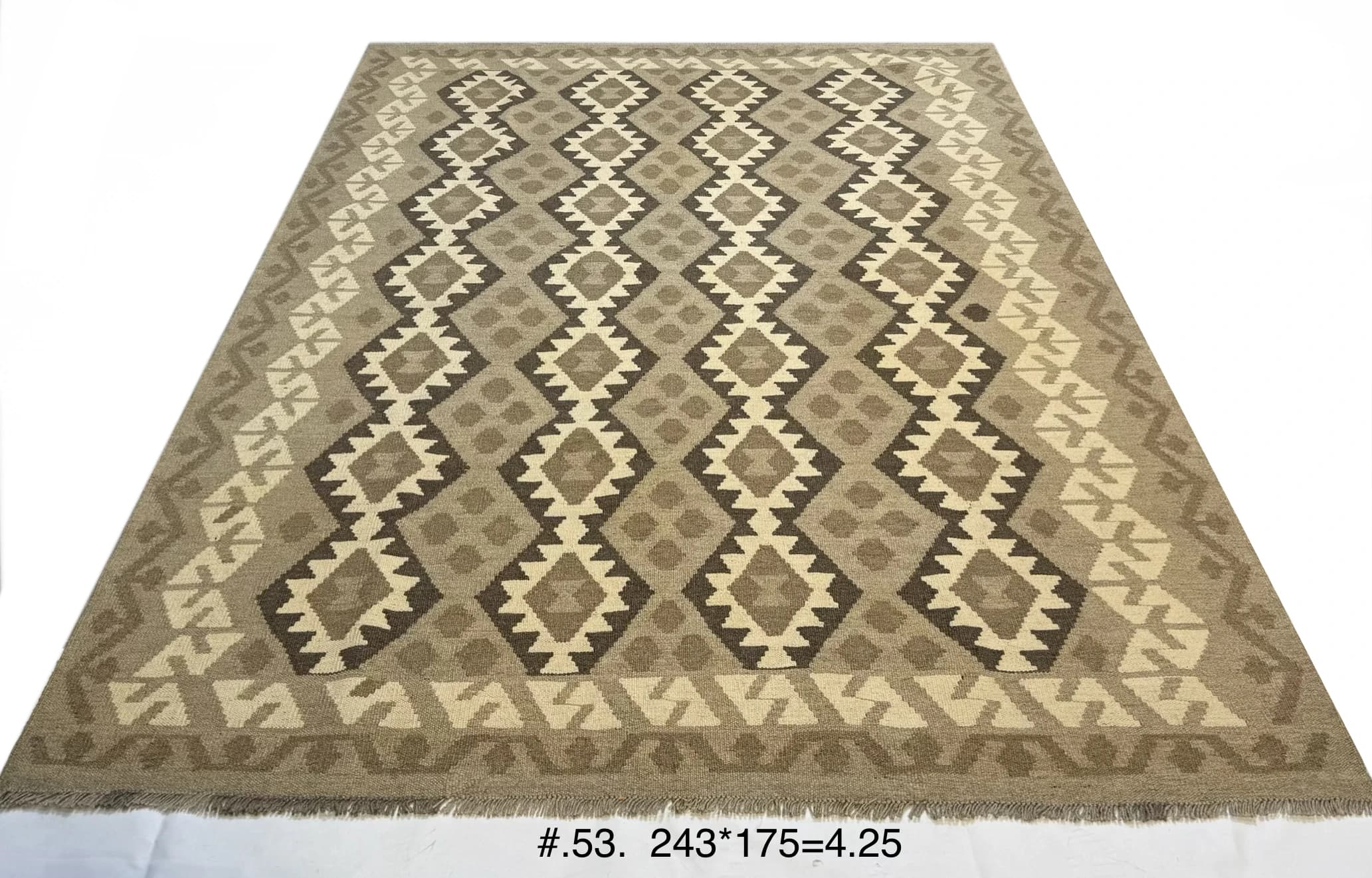 Handwoven Afghan Flatweave Kilim in Natural Neutrals