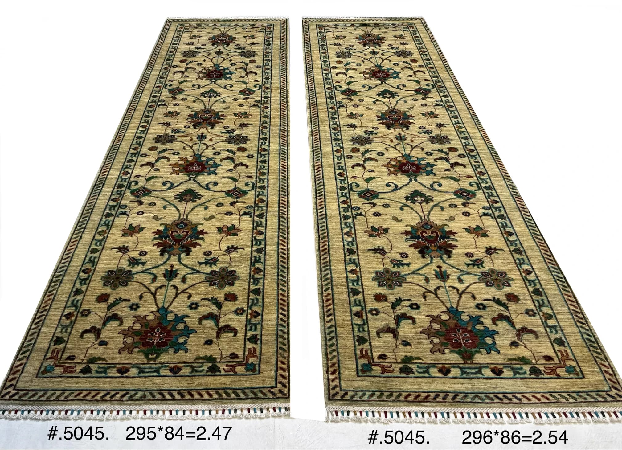 Chobi-Style Floral Runner in Soft Beige
