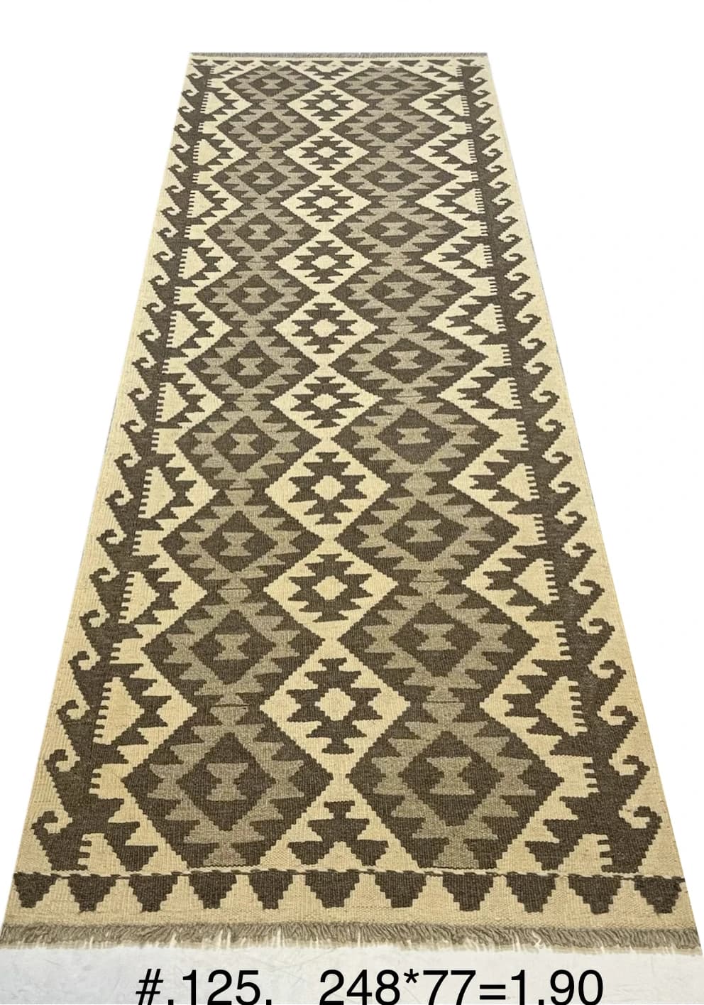 Tribal Kilim Runner in Natural Beige & Brown