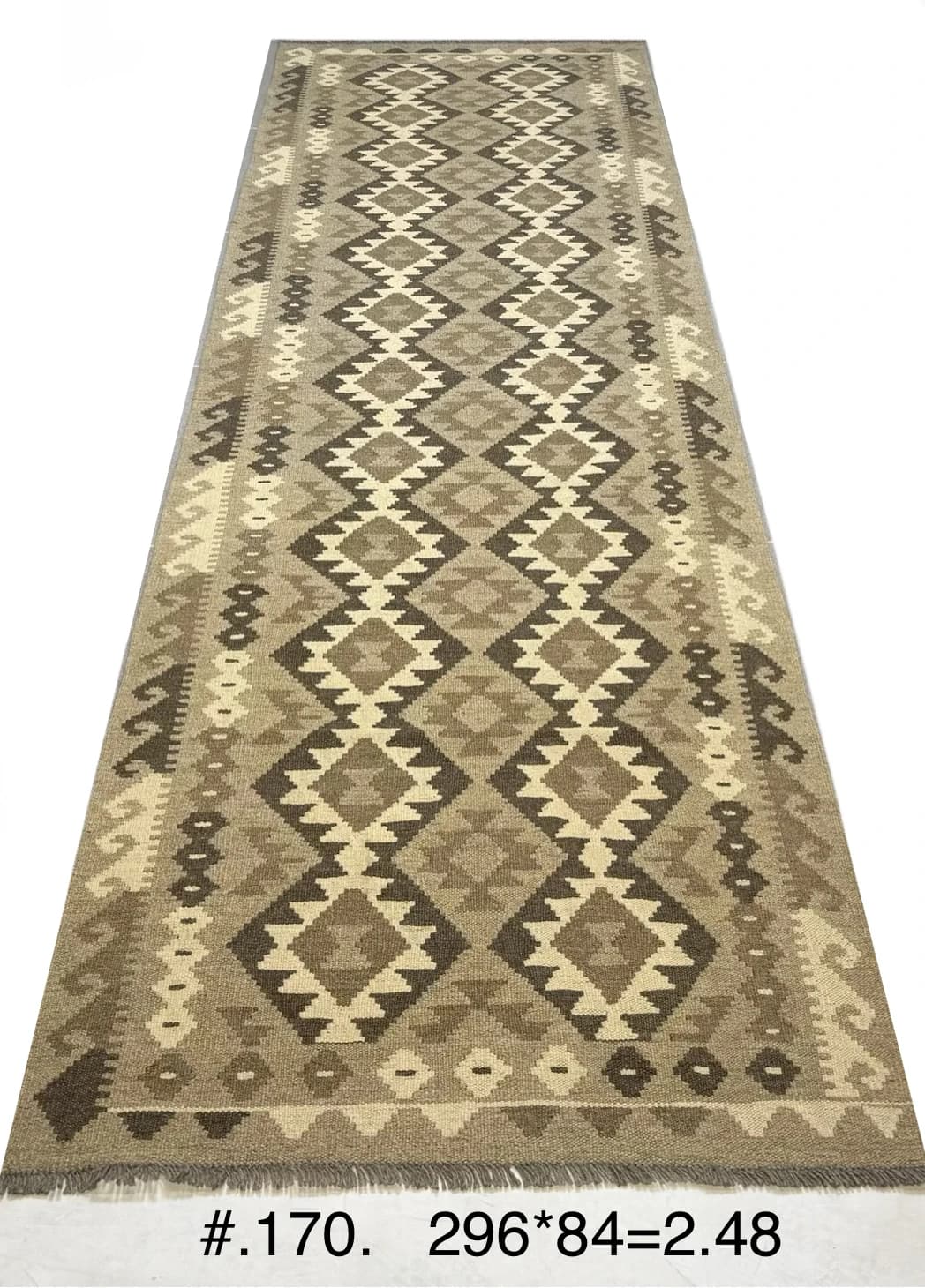 Neutral Diamond Kilim Runner