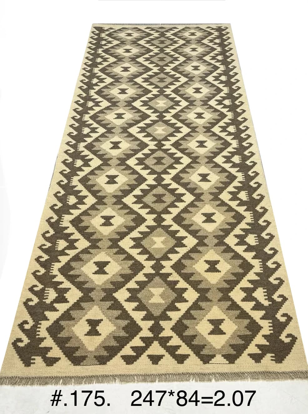 Neutral Geometric Kilim Runner