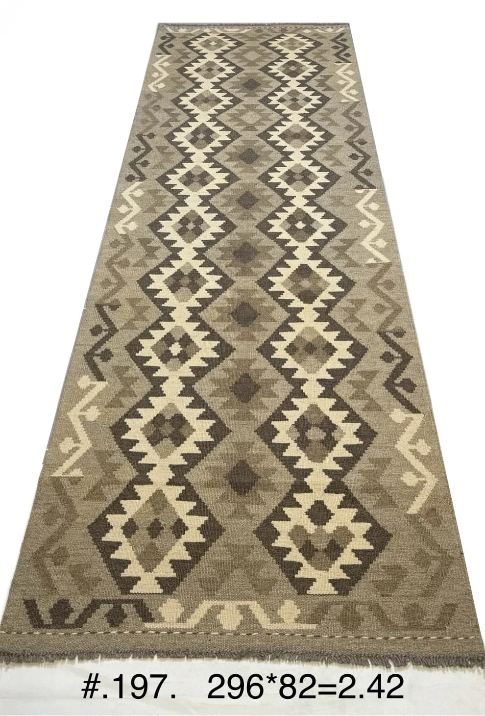 Neutral Tribal Kilim Runner in Natural Tones