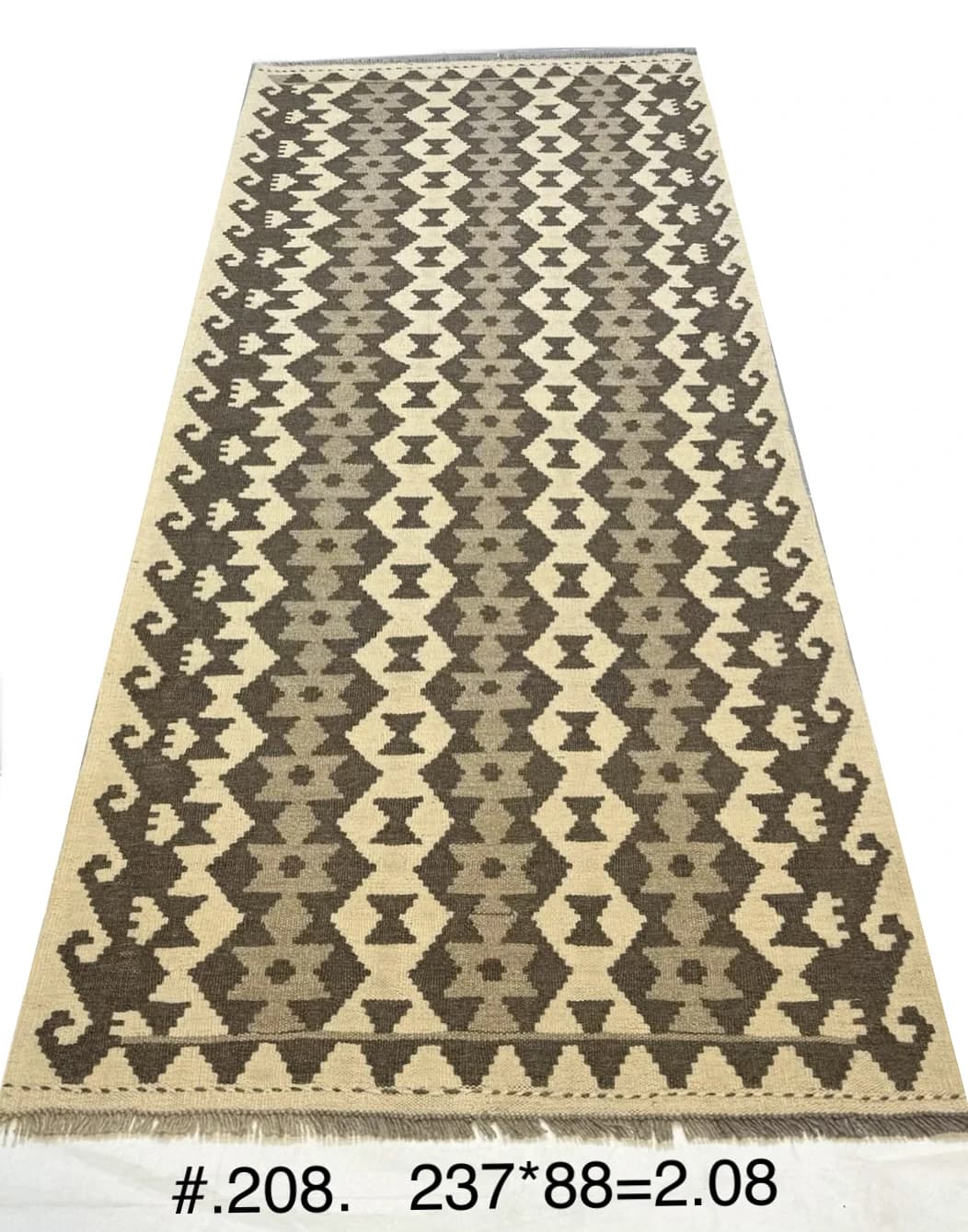 Handwoven Tribal Kilim Runner in Neutral Browns