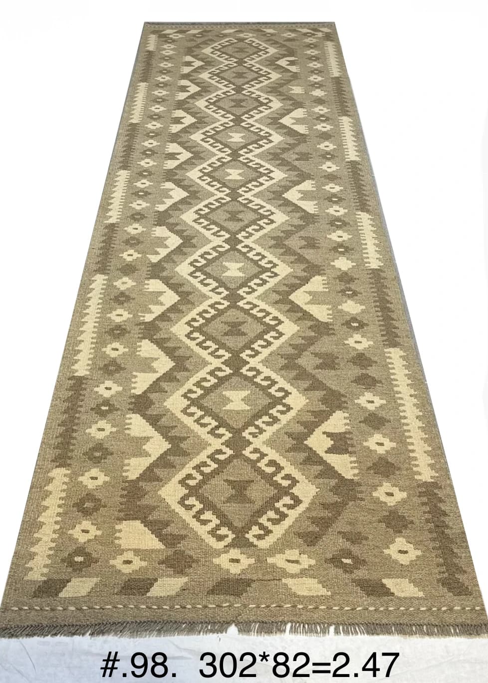Handwoven Neutral Diamond Kilim Runner