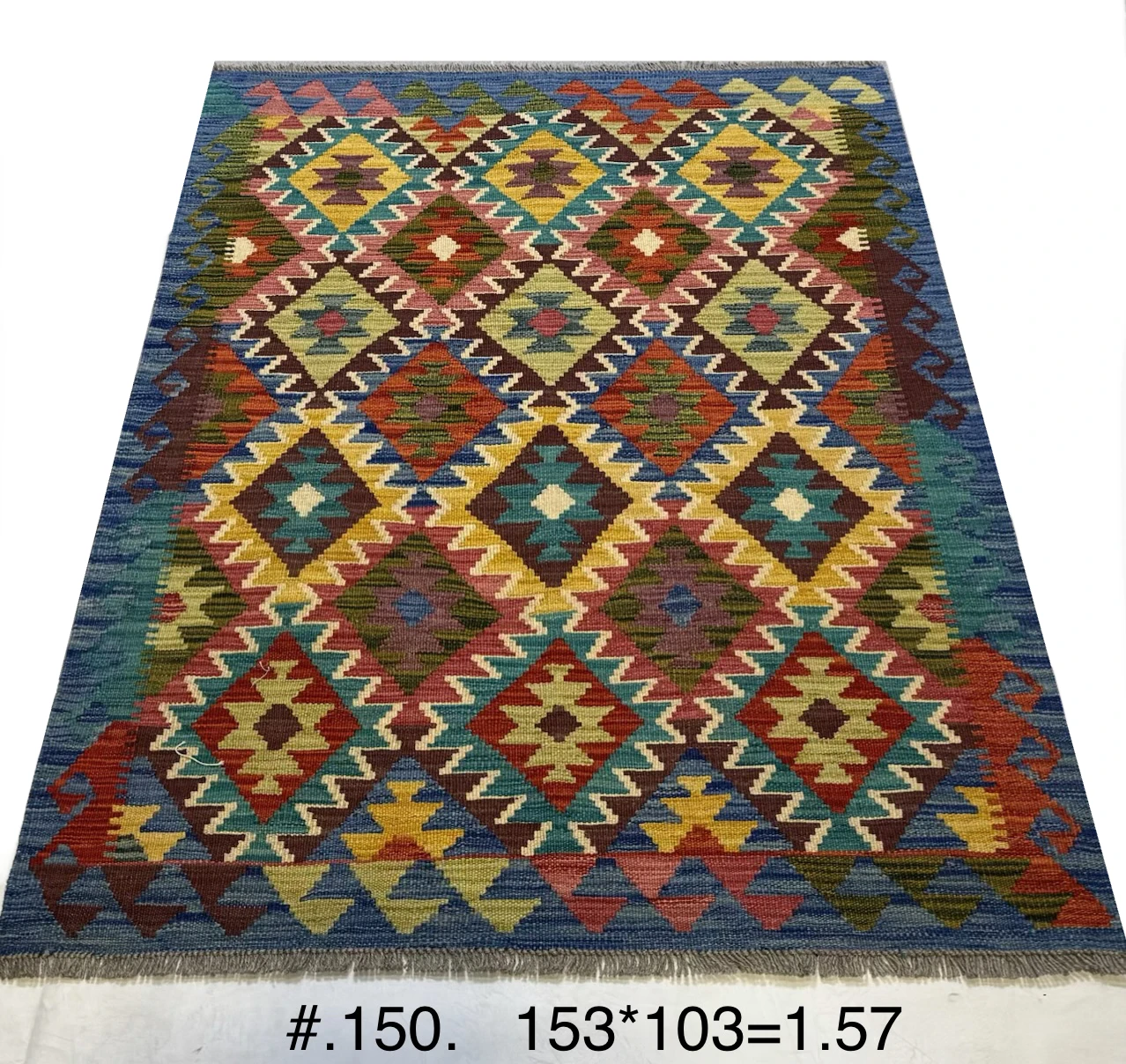Afghan Hodrang Kilim ※専用ページ Afghan Tribal Kilim in Rust, Turquoise & Navy | Rugs Land | Rugs Land